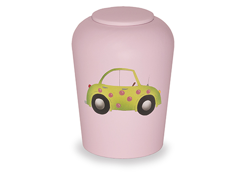 Urne Skala Barnemodel lyserød + bil